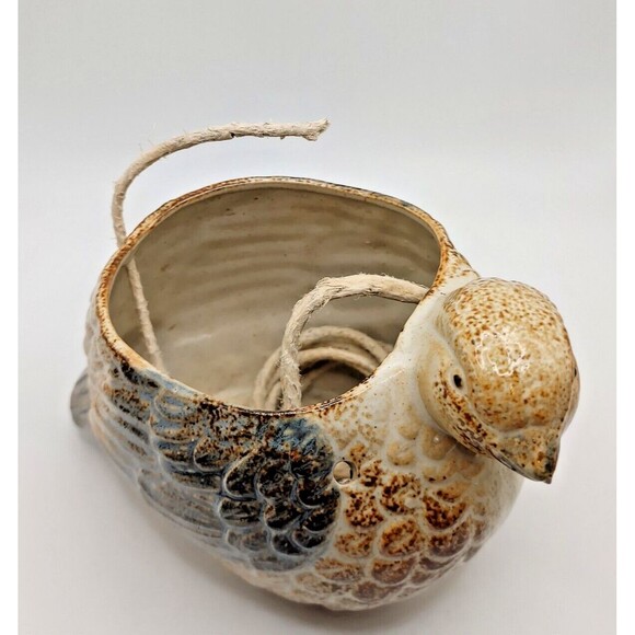 Vintage Pottery BIRD HEN String Twine Holder Folk Art Hand Painted - Picture 2 of 8